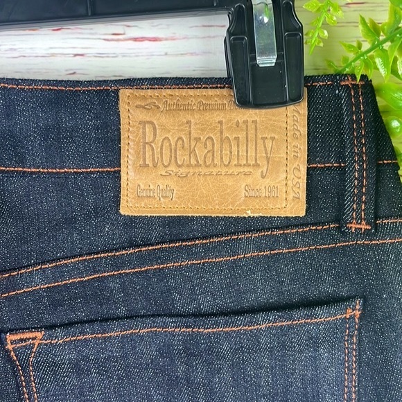 RARE Vintage Rockabilly Dark Wash Denim Jeans Size 27 - Picture 1 of 7